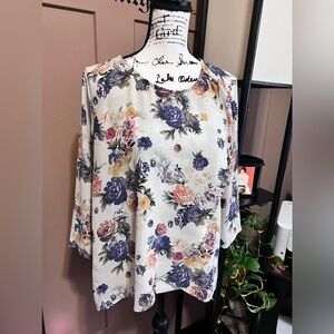 LUSH floral blouse Anthropologie top faux wrap 341